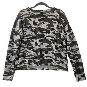 Bobi gray Camo camouflage long sleeve sweater top. Size M